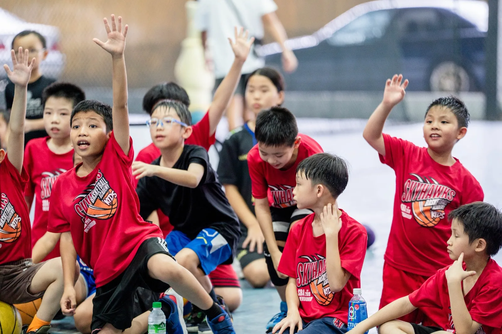 Kids in a Panda Kids Basketball class