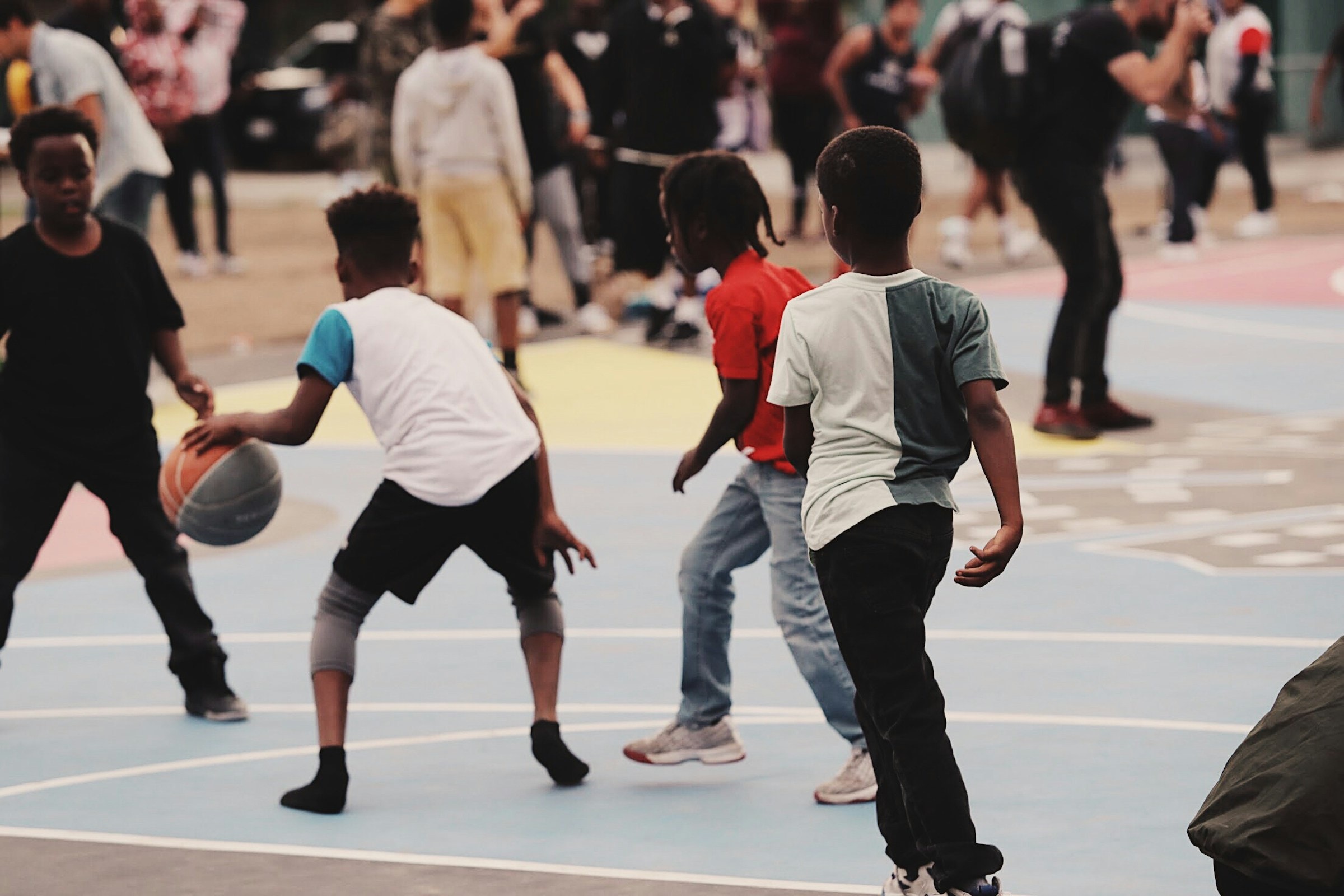 Children playing basketball