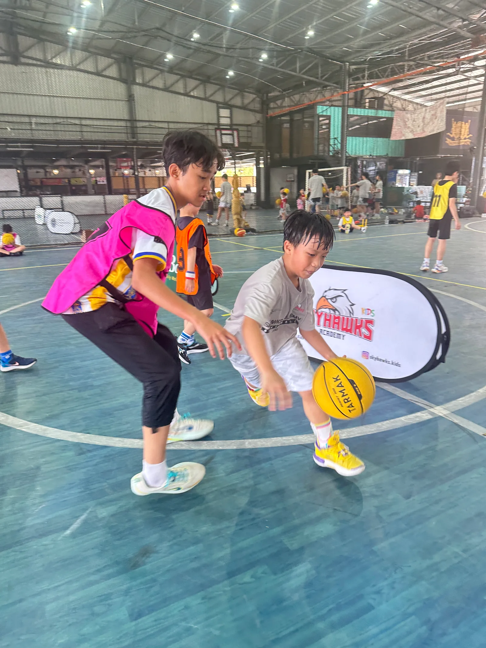 Kids at a Panda Kids Basketball camp